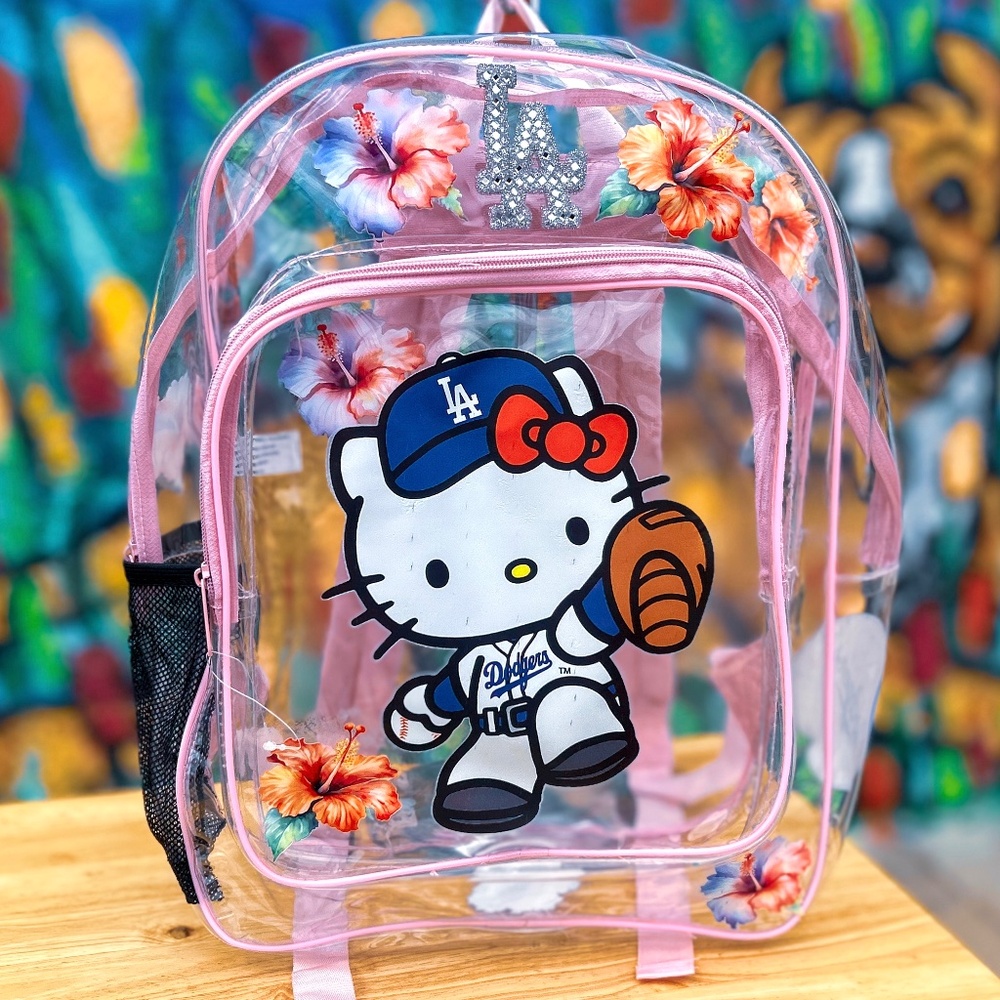 KAWAII LA BASEBALL Clear / Pink Backpack 15” - Made With High Quality 3D Vinyl